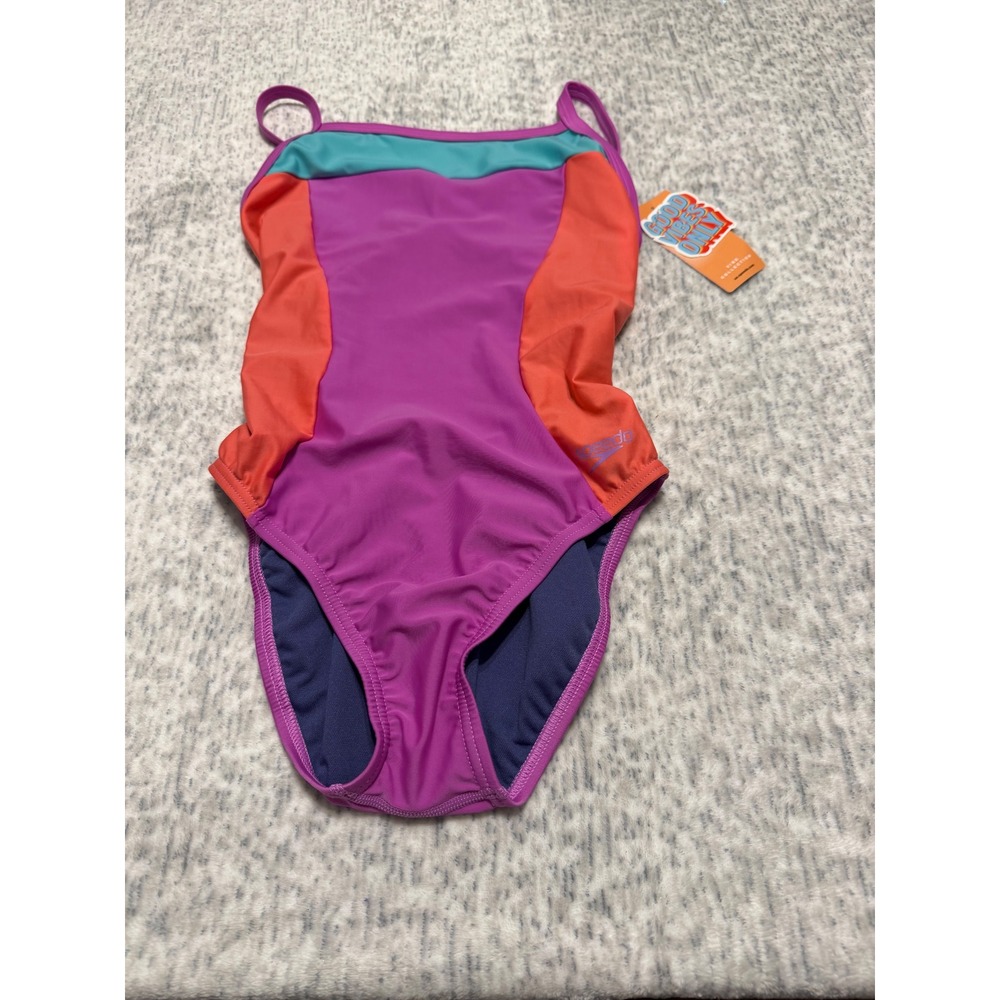 Speedo Vibe Collection One Piece Swimsuit US size 34 Good Vibes Only NWT